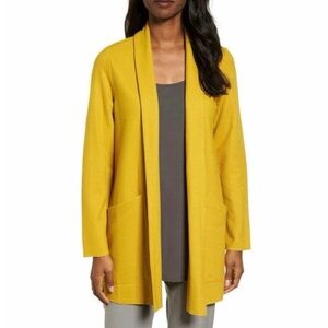 🌟 Eileen Fisher Boiled Wool Mustard Open-Front Jacket – Size M 🌟